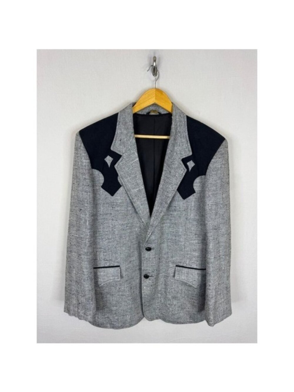 Vintage Pioneer Wear Albuquerque Mens 46 Western Blazer Grey Black Yoke USA
